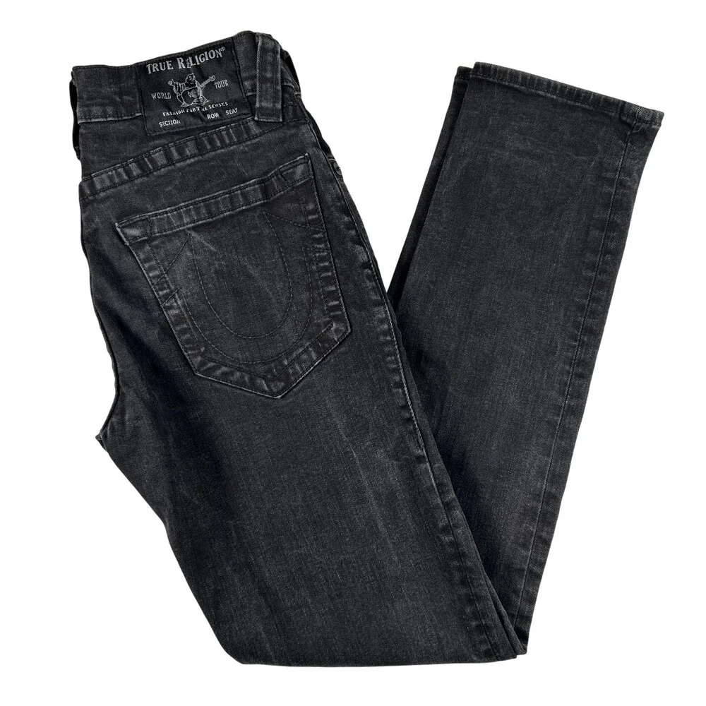 True Religion Geno Relaxed Slim Jeans Mens 29x30 Charcoal Gray Denim Tapered